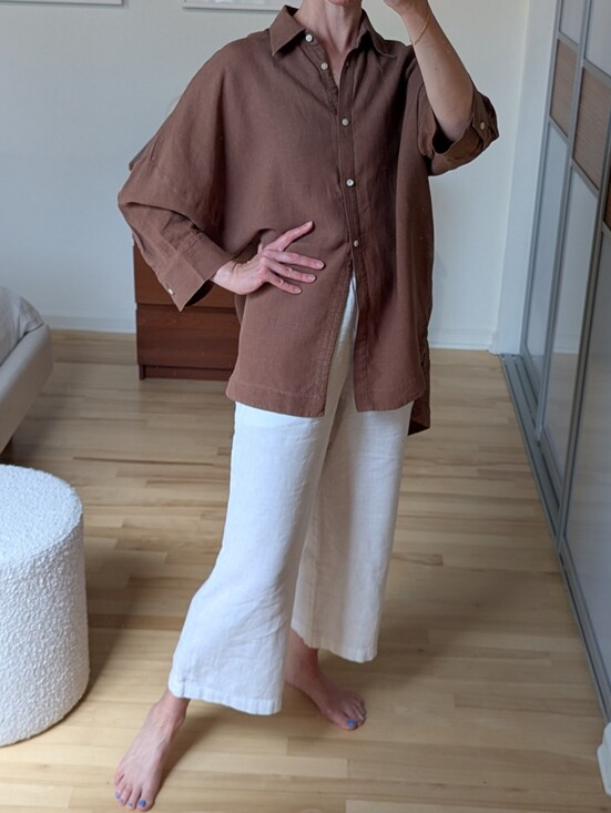 Hoi Bo Tops - Hoi Bo Linen Sunshade in Cacao Powder